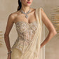 IVORY AND PINK PEPLUM CORSET PRE DRAPED SAREE