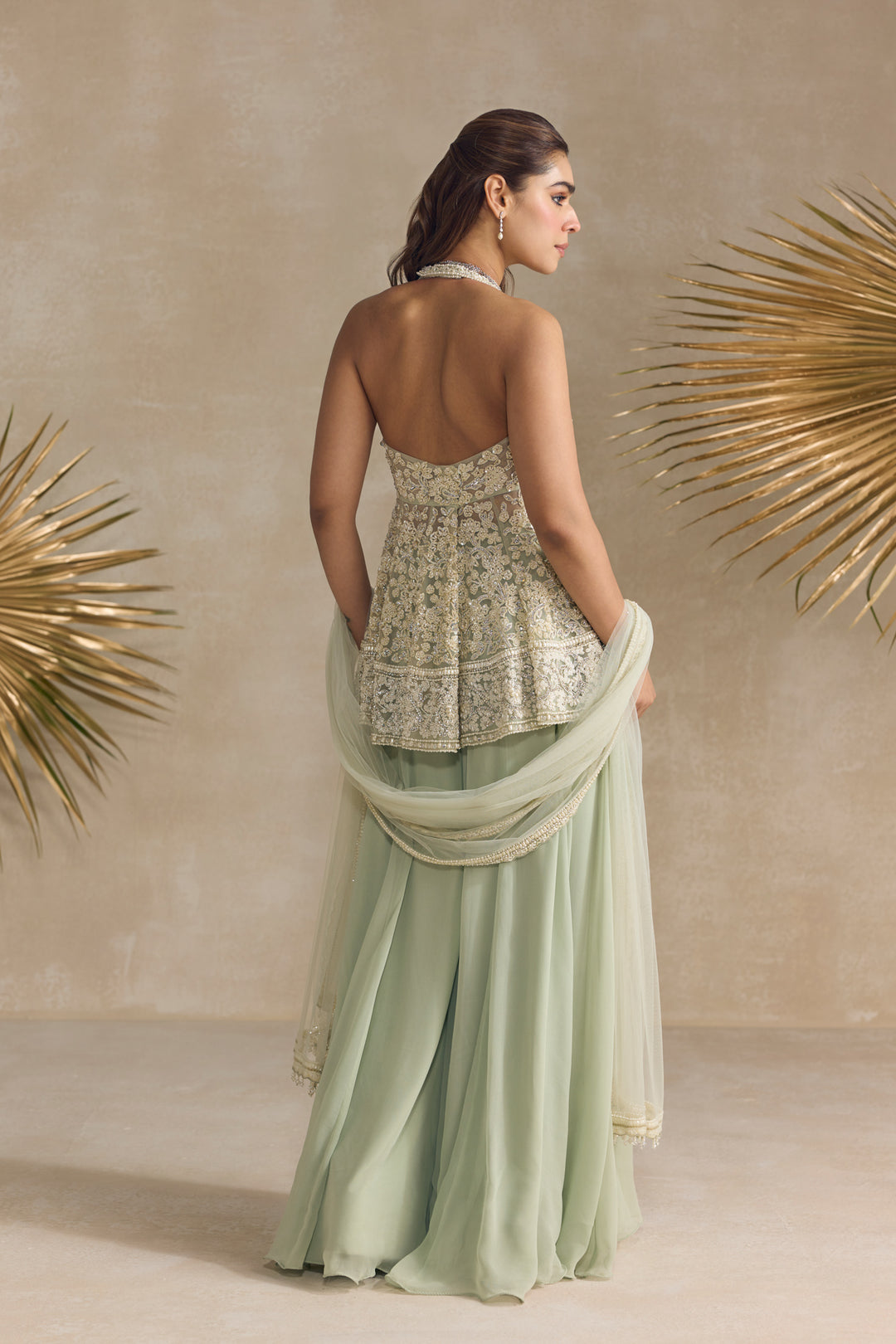 LIGHT JADE PEPLUM SHARARA SET