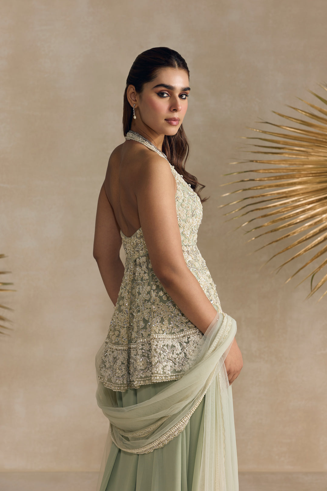 LIGHT JADE PEPLUM SHARARA SET