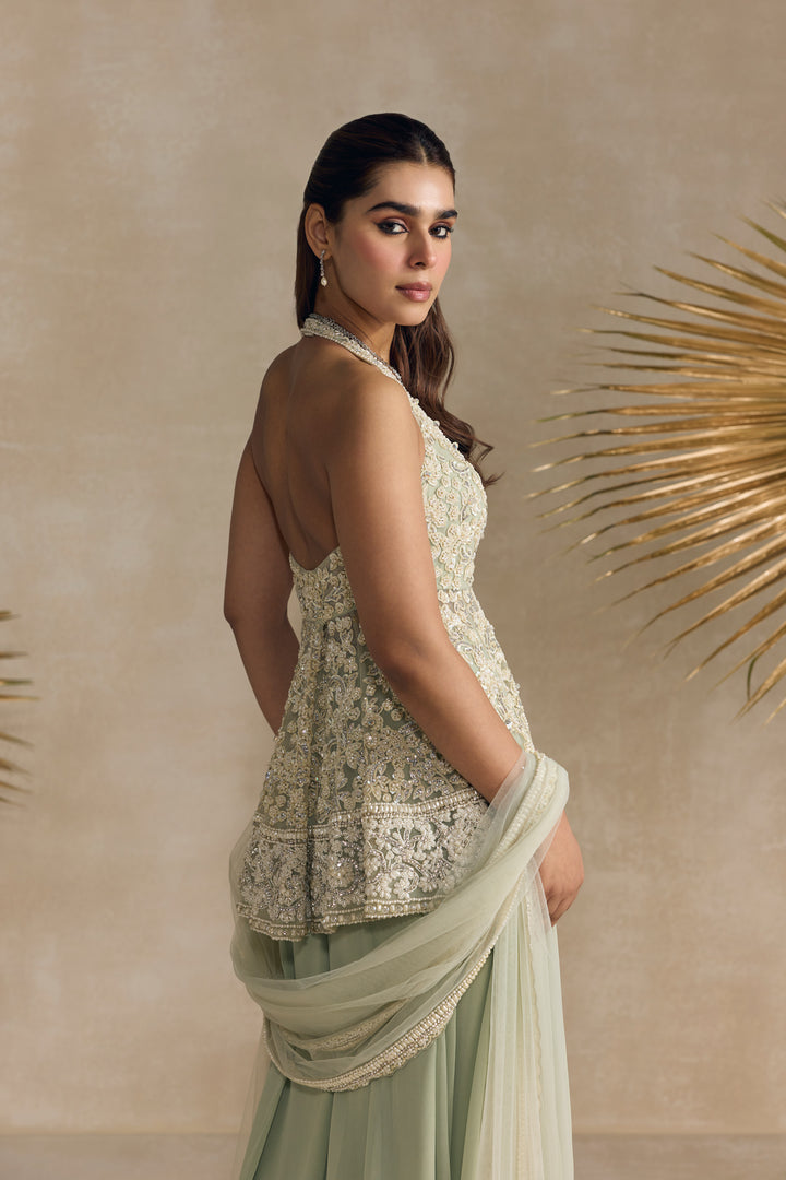 LIGHT JADE PEPLUM SHARARA SET
