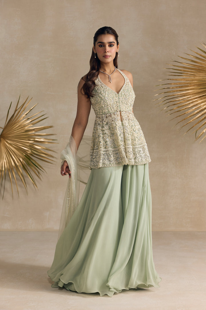 LIGHT JADE PEPLUM SHARARA SET
