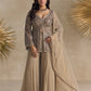 DULL BROWN AND SILVER PEPLUM SHARARA SET