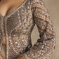 DULL BROWN AND SILVER PEPLUM SHARARA SET