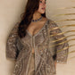 DULL BROWN AND SILVER PEPLUM SHARARA SET