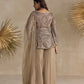 DULL BROWN AND SILVER PEPLUM SHARARA SET