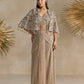CHAMPAGNE GOLD AND SILVER PRE DRAPED SAREE CAPE SET