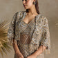GOLD CAPE PRE DRAPED SAREE SET