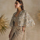 GOLD CAPE PRE DRAPED SAREE SET