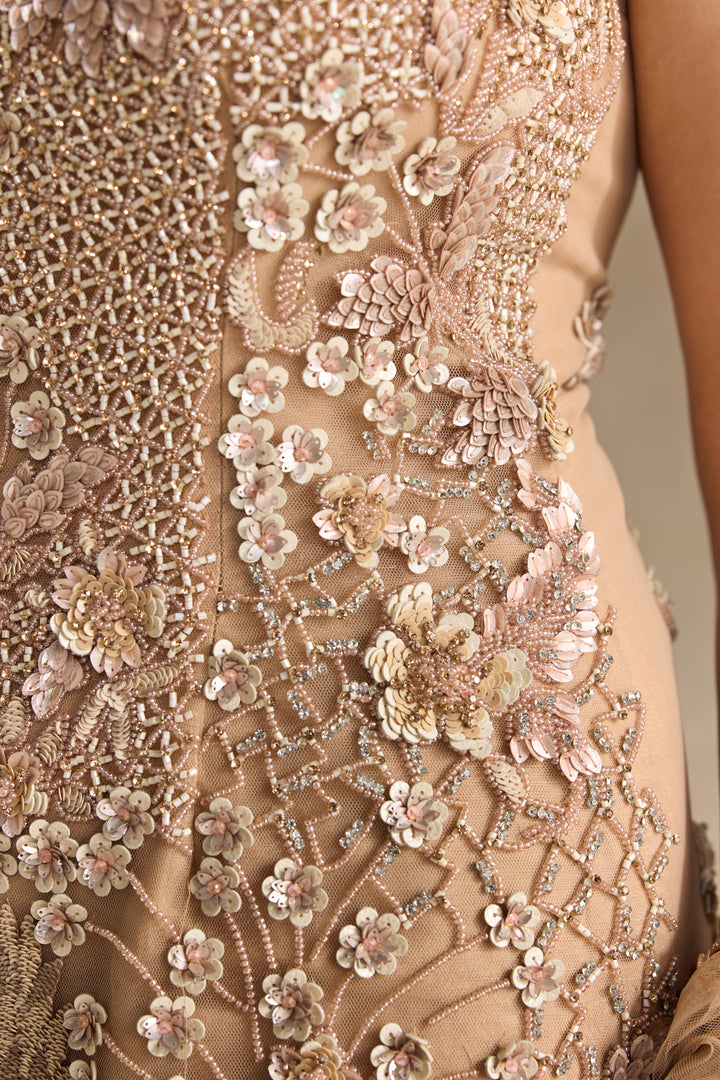 PEACH EMBELLISHED SHARARA SET