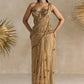 GOLD PEPLUM CORSET PRE DRAPED SAREE