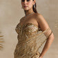 GOLD PEPLUM CORSET PRE DRAPED SAREE