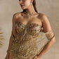 GOLD PEPLUM CORSET PRE DRAPED SAREE