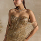 GOLD PEPLUM CORSET PRE DRAPED SAREE