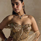 GOLD PEPLUM CORSET PRE DRAPED SAREE