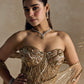 GOLD PEPLUM CORSET PRE DRAPED SAREE