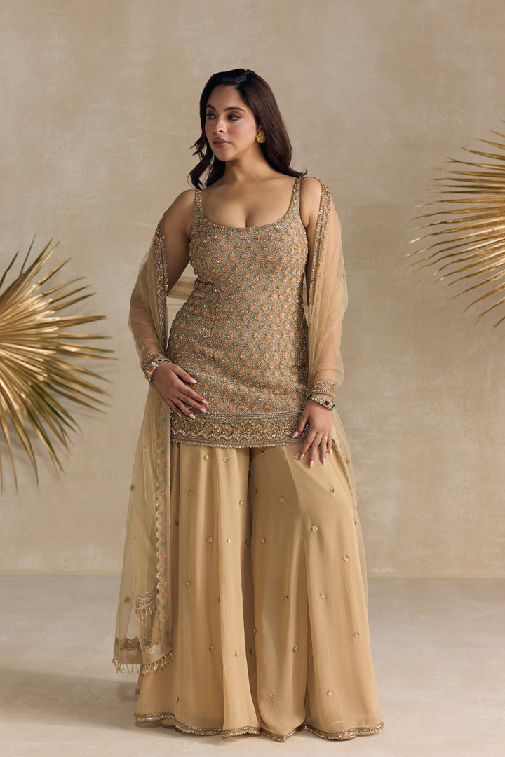 GOLD CRYSTAL EMBELLISHED SHARARA SET
