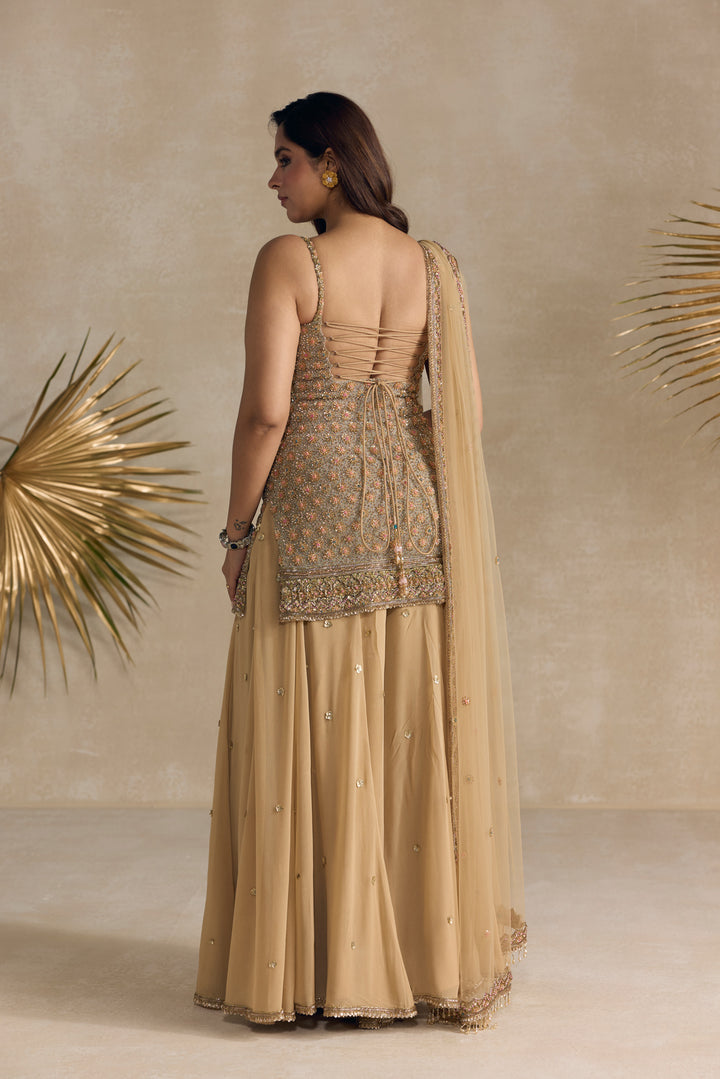 GOLD CRYSTAL EMBELLISHED SHARARA SET