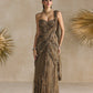 ANTIQUE GOLD PEPLUM CORSET PRE DRAPED SAREE