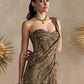 ANTIQUE GOLD PEPLUM CORSET PRE DRAPED SAREE