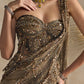 ANTIQUE GOLD PEPLUM CORSET PRE DRAPED SAREE