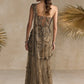 ANTIQUE GOLD PEPLUM CORSET PRE DRAPED SAREE