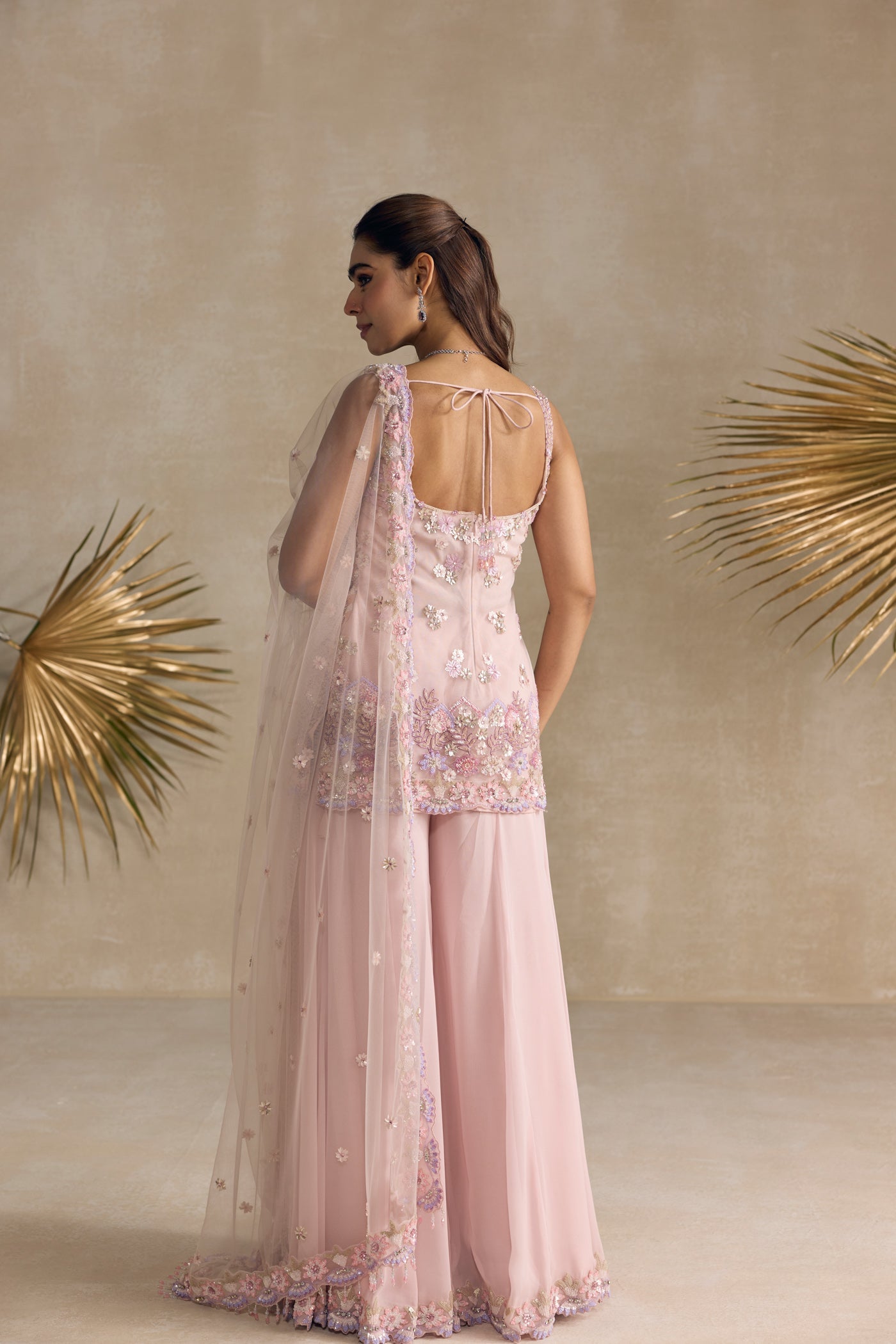 PINK AND LAVENDER SHARARA SET