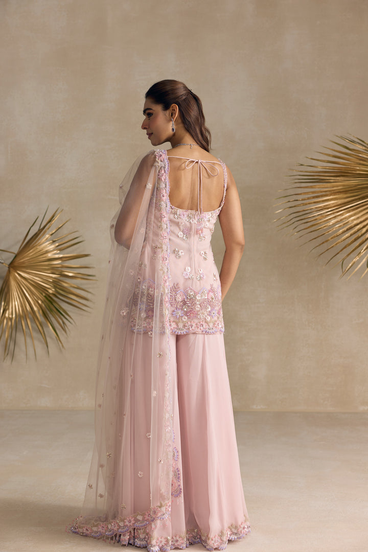 PINK AND LAVENDER SHARARA SET