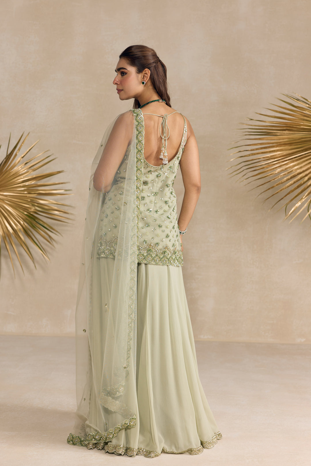 GREEN SHARARA SET