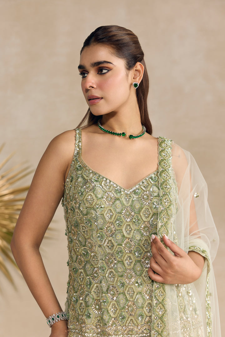 GREEN SHARARA SET