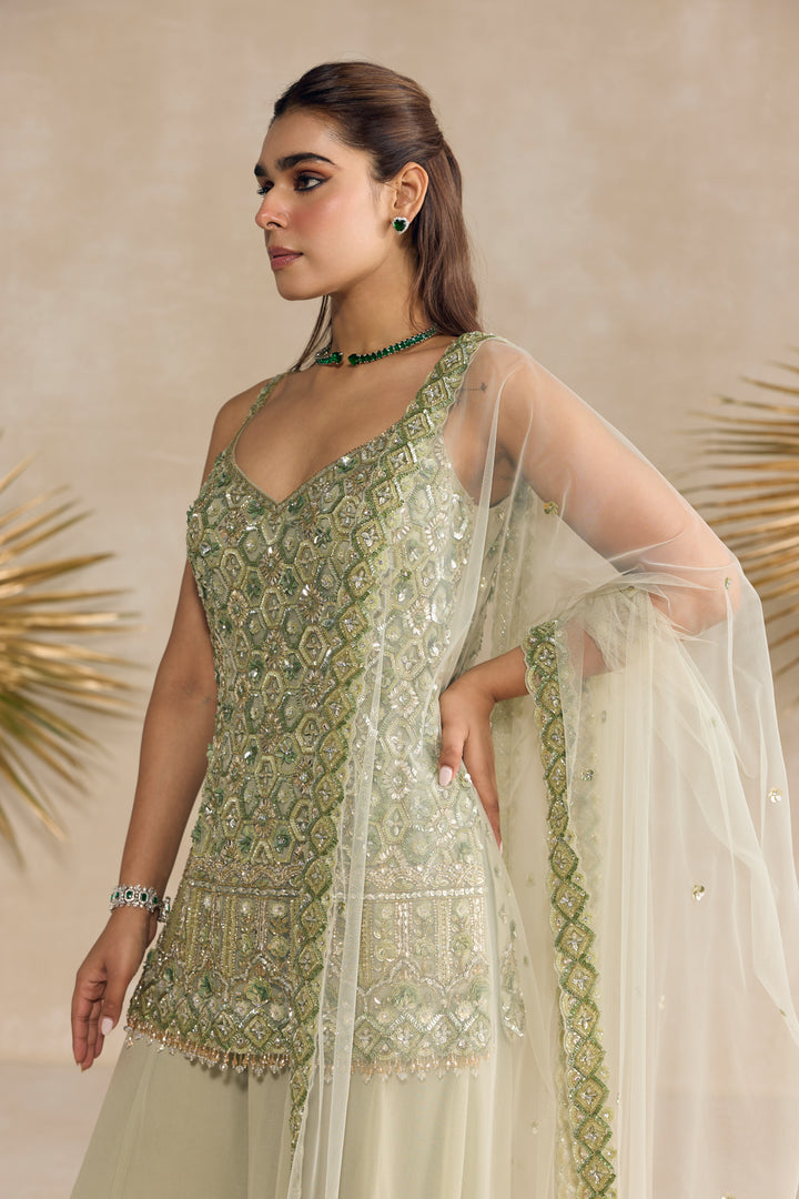 GREEN SHARARA SET