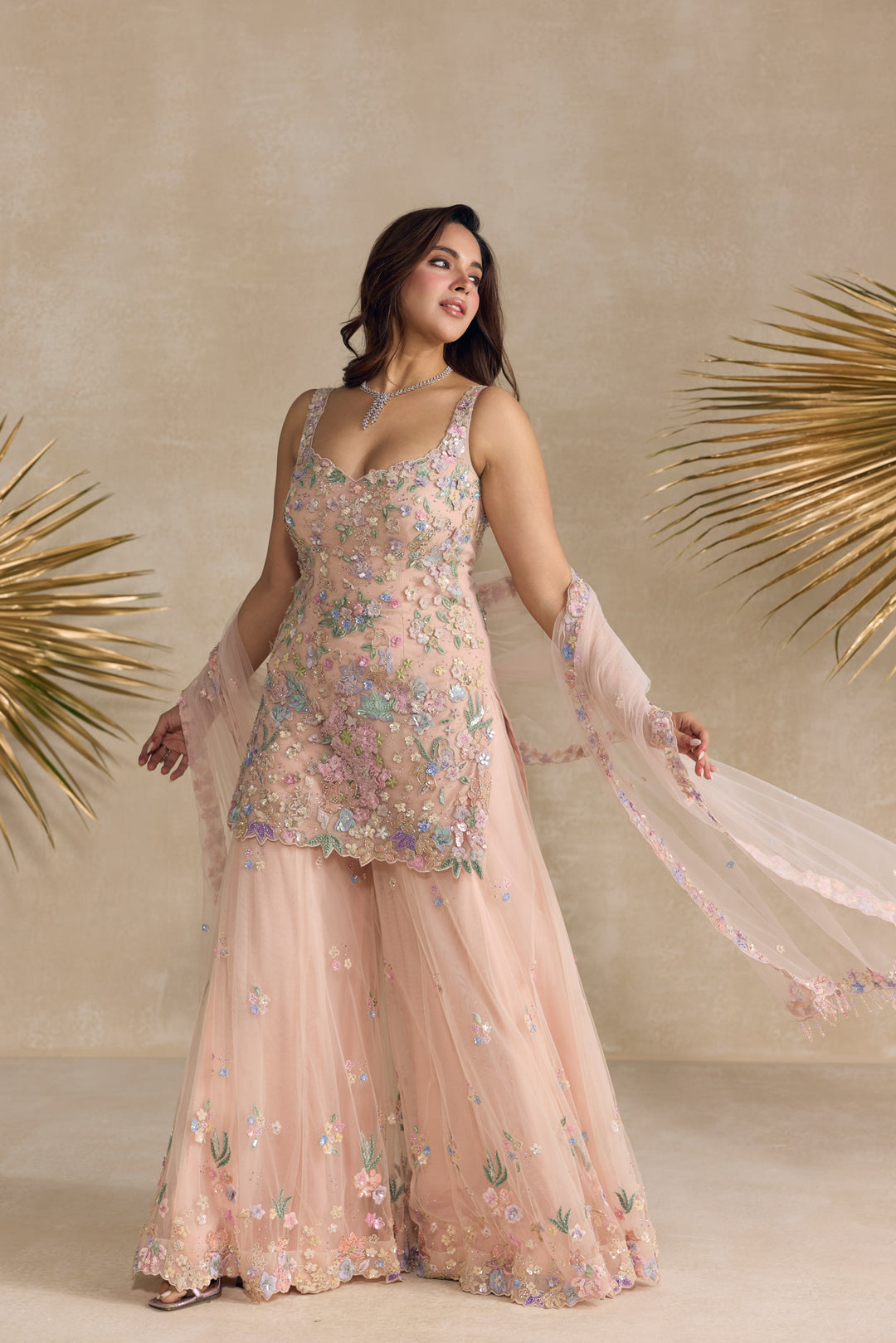 PINK MULTICOLOUR SHARARA SET