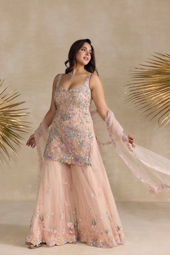 PINK MULTICOLOUR SHARARA SET