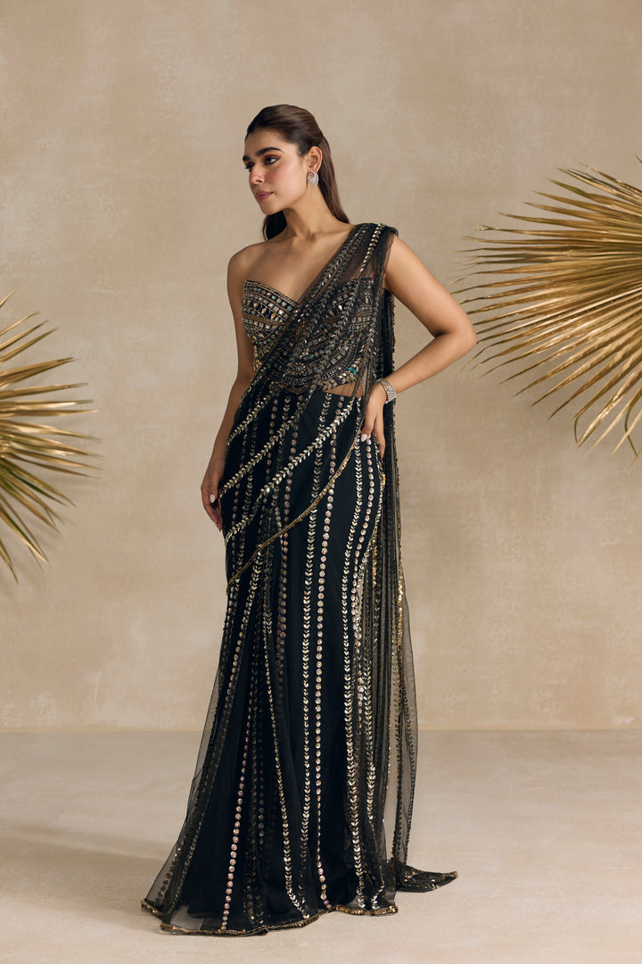 BLACK CORSET PRE DRAPED SAREE