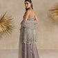 GREY SILVER PEPLUM SHARARA SET