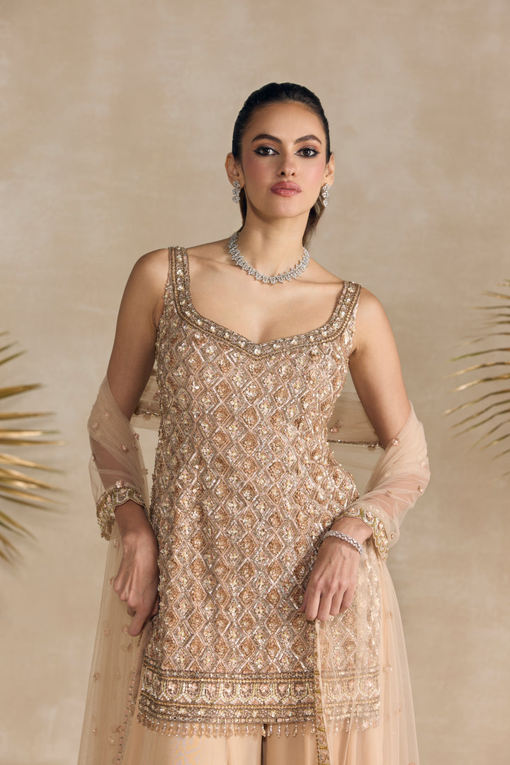 ROSE GOLD AND PEACH SHARARA SET