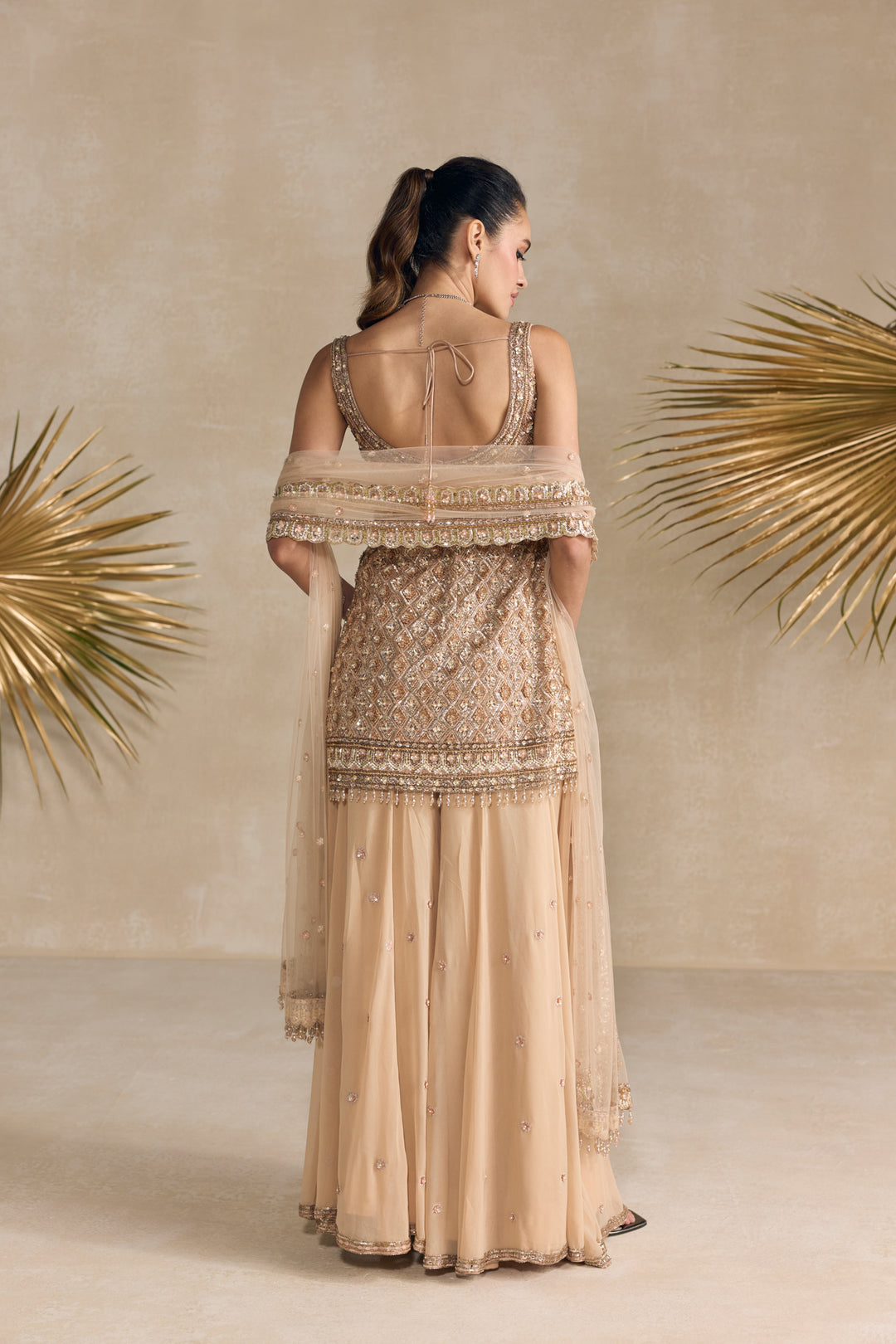 ROSE GOLD AND PEACH SHARARA SET