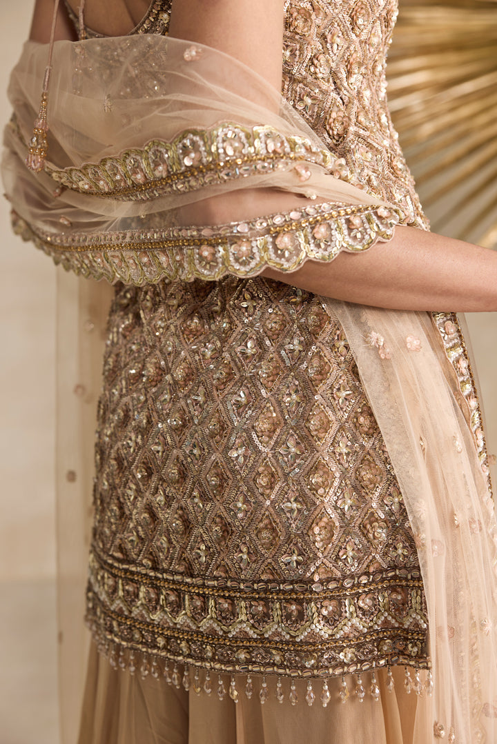 ROSE GOLD AND PEACH SHARARA SET