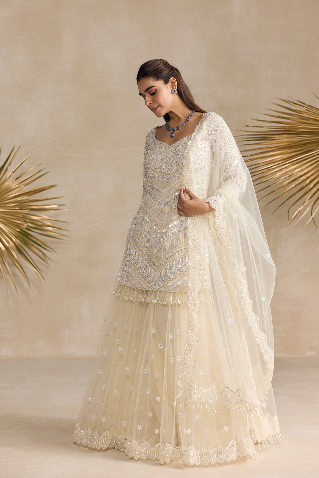 IVORY SHARARA SET