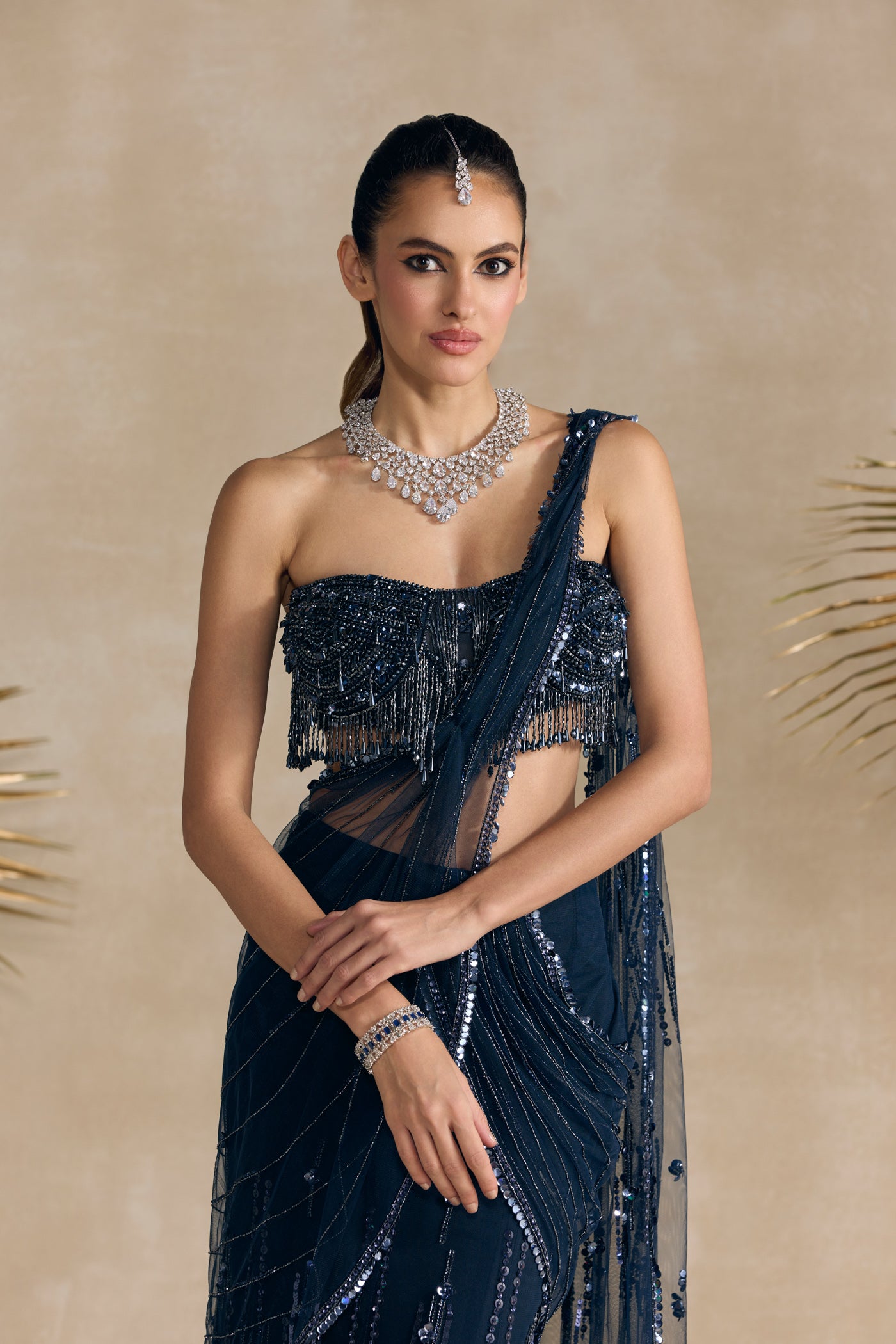 NAVY BLUE PRE DRAPED SAREE