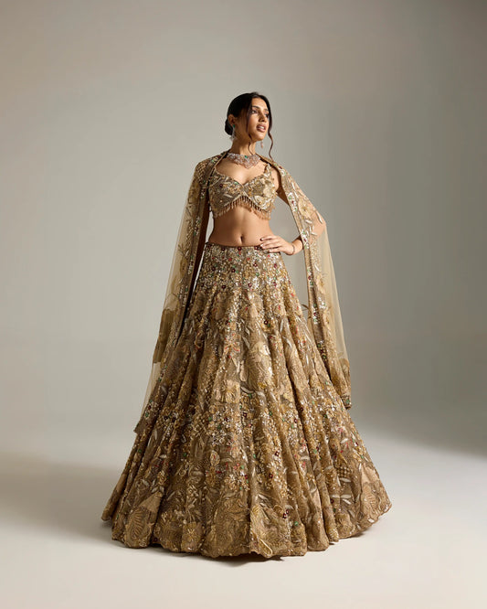 GOLD VIVANNA BRIDAL LEHENGA SET