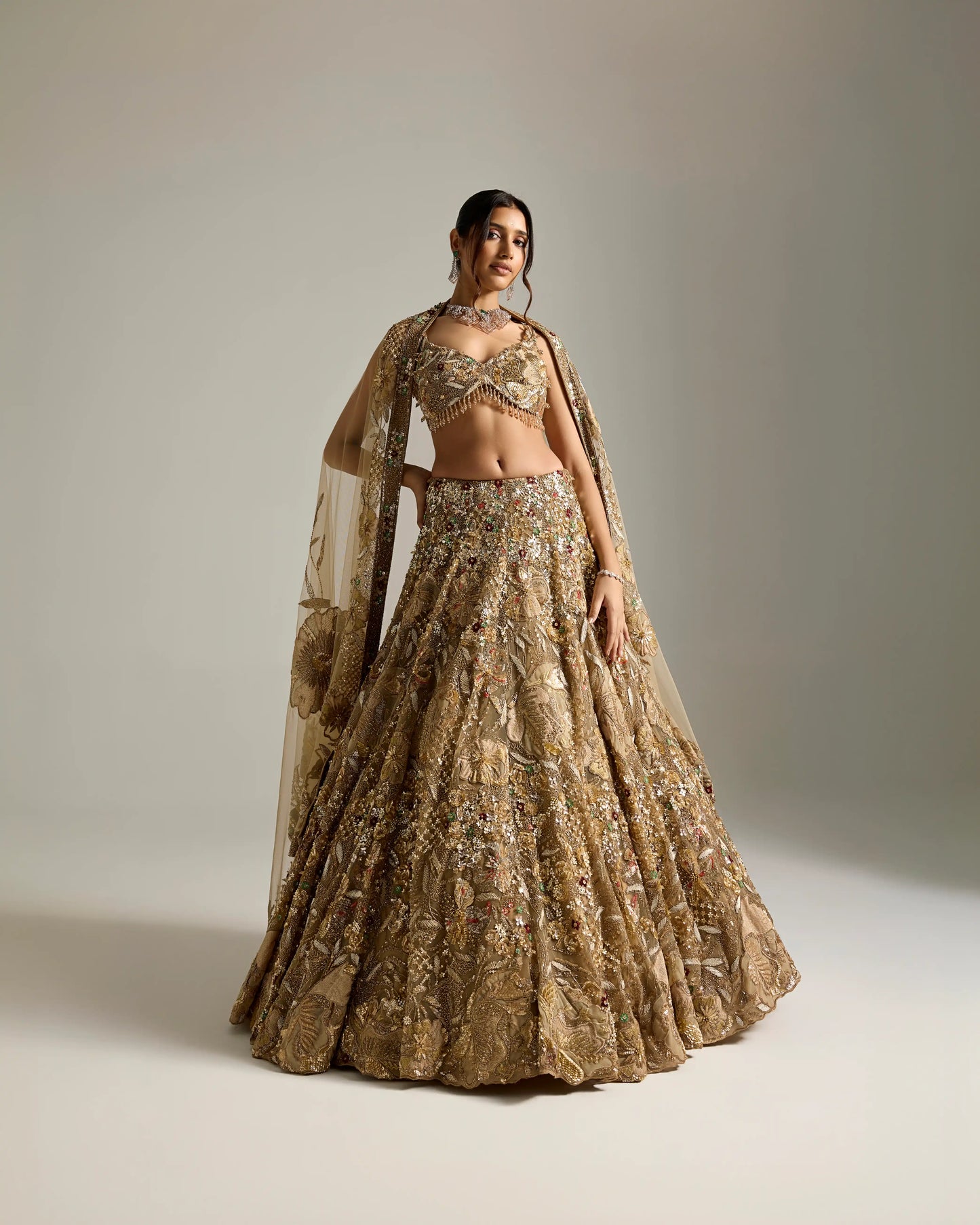 GOLD VIVANNA BRIDAL LEHENGA SET