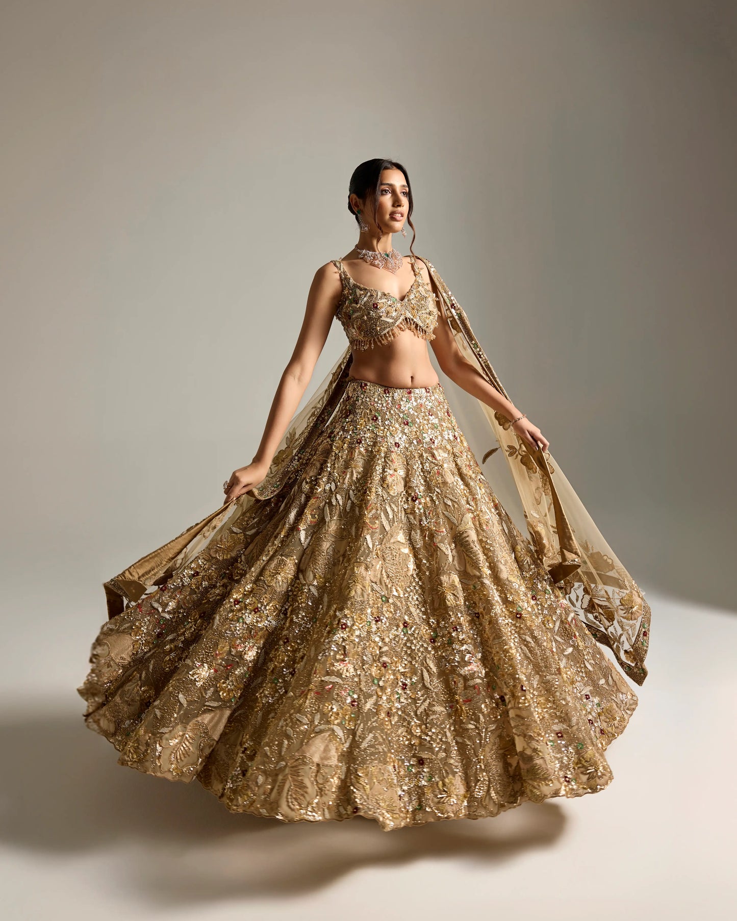 GOLD VIVANNA BRIDAL LEHENGA SET