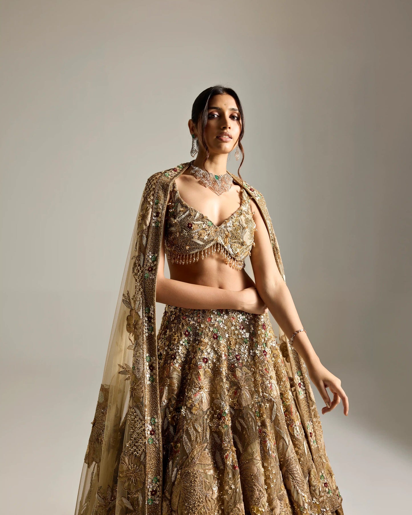 GOLD VIVANNA BRIDAL LEHENGA SET