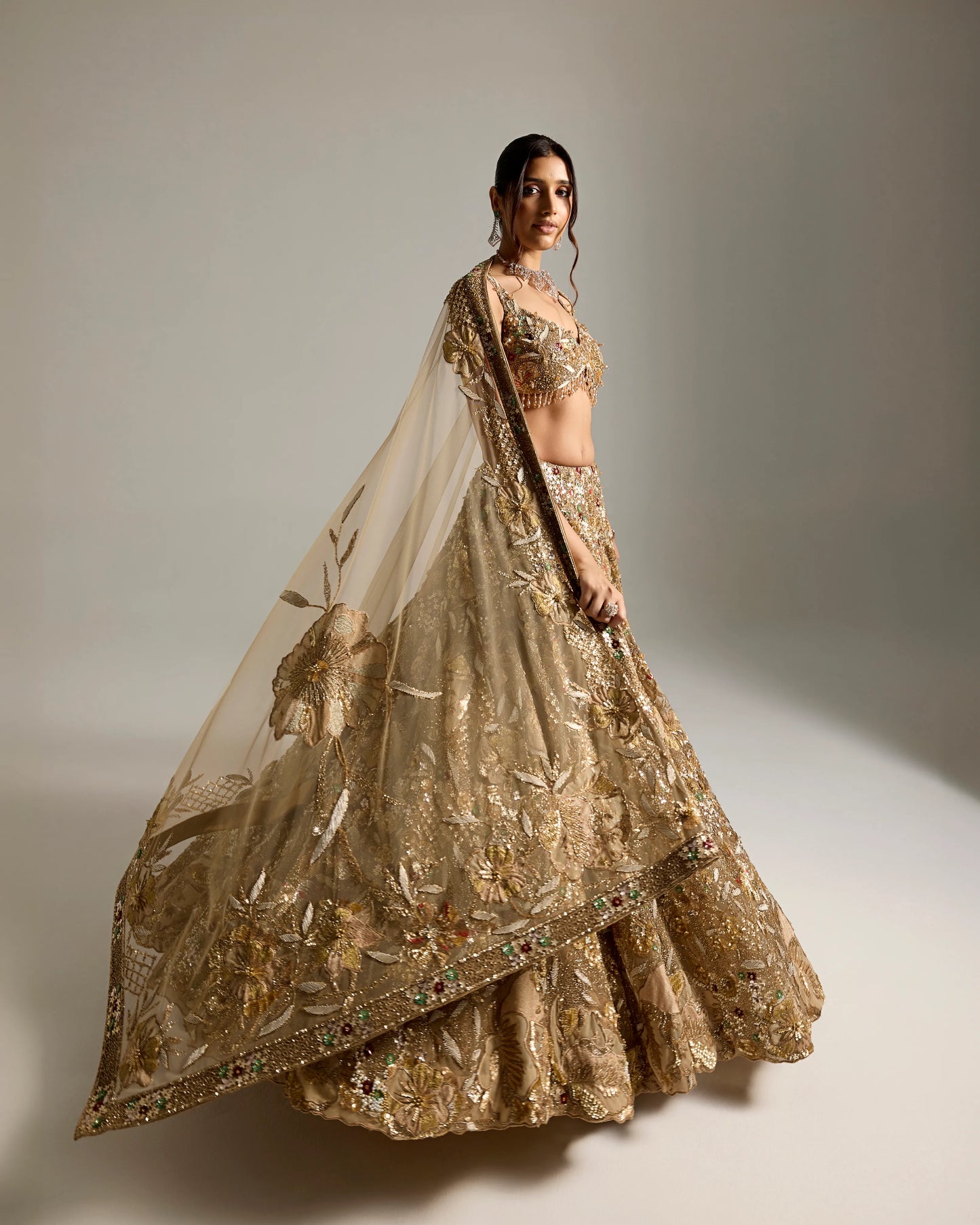 GOLD VIVANNA BRIDAL LEHENGA SET