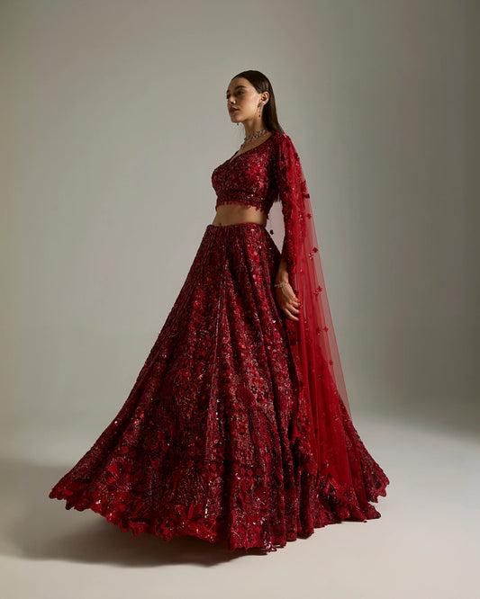 RED LILITH BRIDAL LEHENGA SET