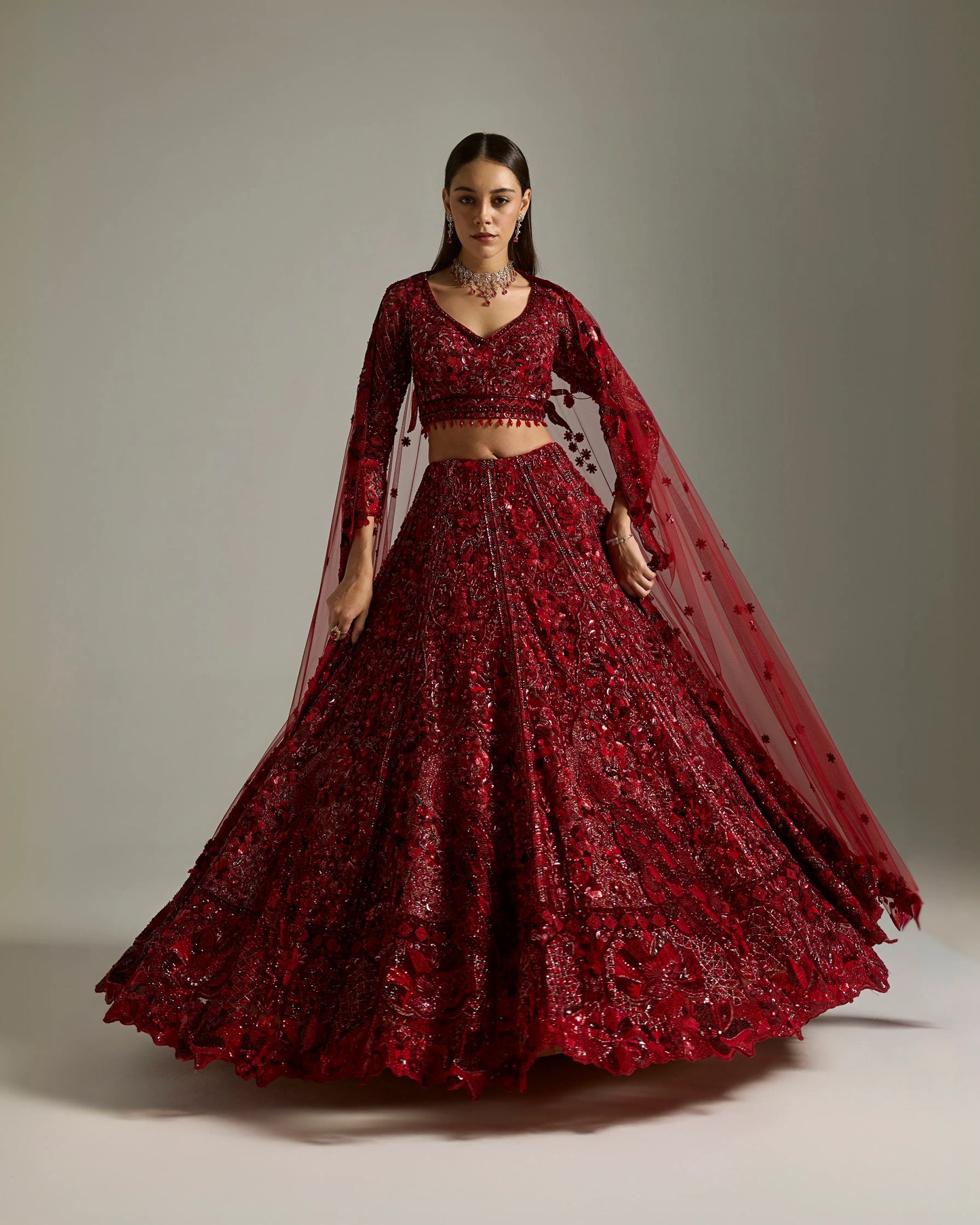 RED LILITH BRIDAL LEHENGA SET