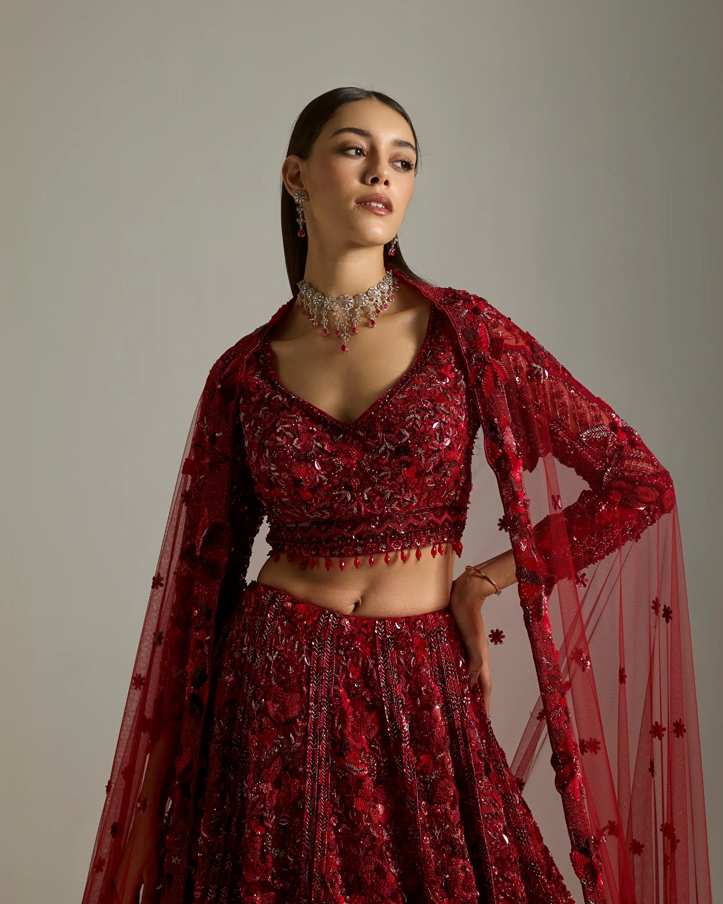 RED LILITH BRIDAL LEHENGA SET