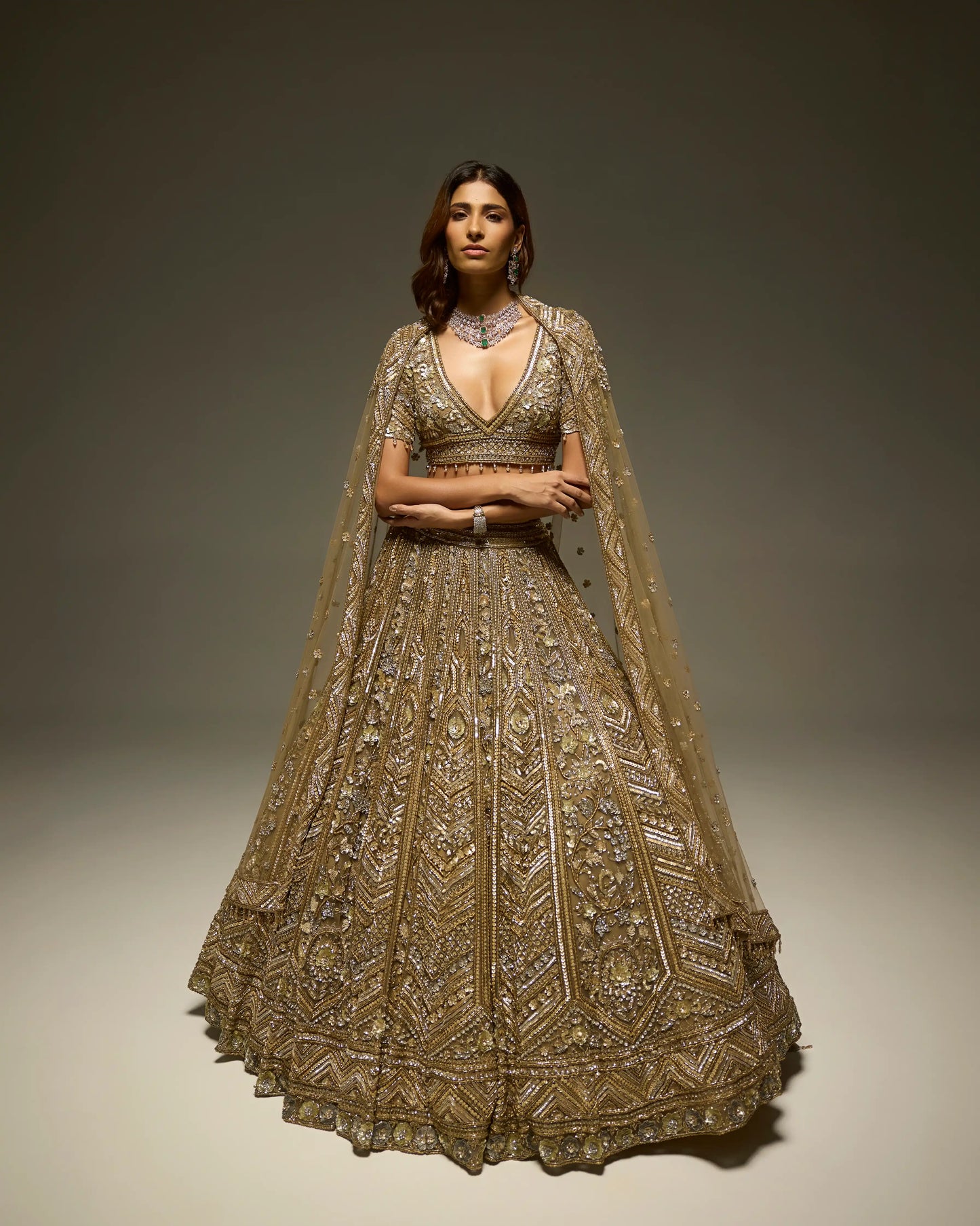 GOLD JUNIPER BRIDAL LEHENGA SET