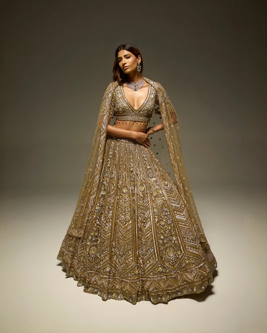 GOLD JUNIPER BRIDAL LEHENGA SET