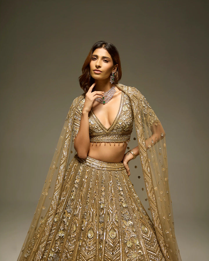 GOLD JUNIPER BRIDAL LEHENGA SET